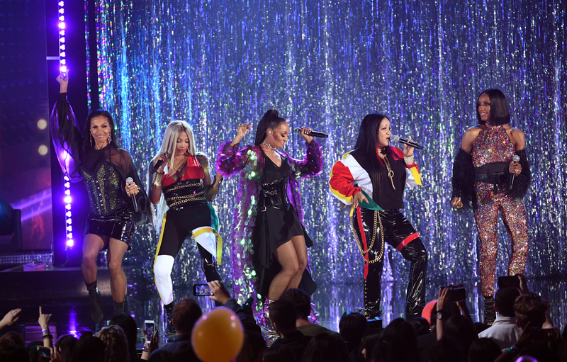 Members of En Vogue and Salt-N-Pepa reunite and perform onstage during the 2018 Billboard Music Awards at the MGM Grand Garden Arena on May 20, 2018, in Las Vegas.